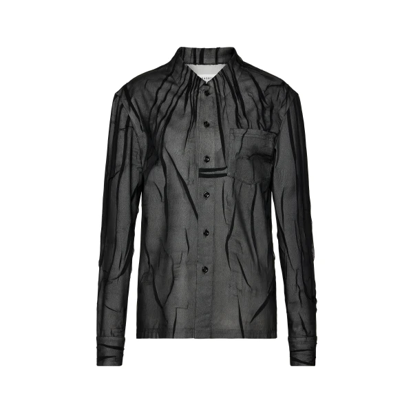 Bonded Crease Long-Sleeve Shirt in Black