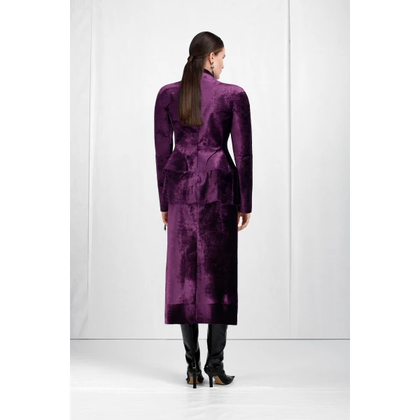 Maison Margiela Button-Front Velvet Midi Skirt in Purple | Midi Skirts | Luxury Shoes 