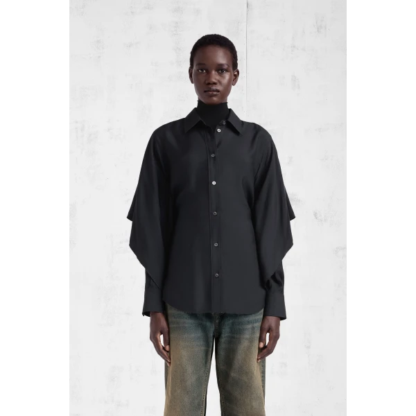 Maison Margiela Cape-Sleeve Shirt in Black | Shirts | Luxury Shoes 