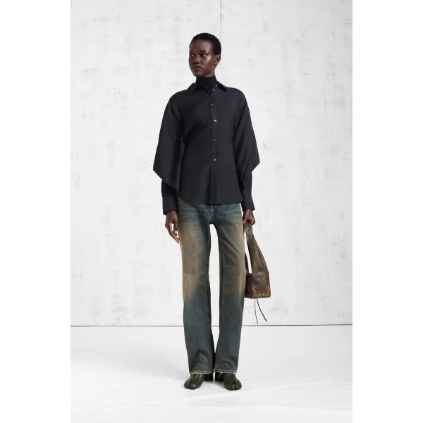 Maison Margiela Cape-Sleeve Shirt in Black | Shirts | Luxury Shoes 