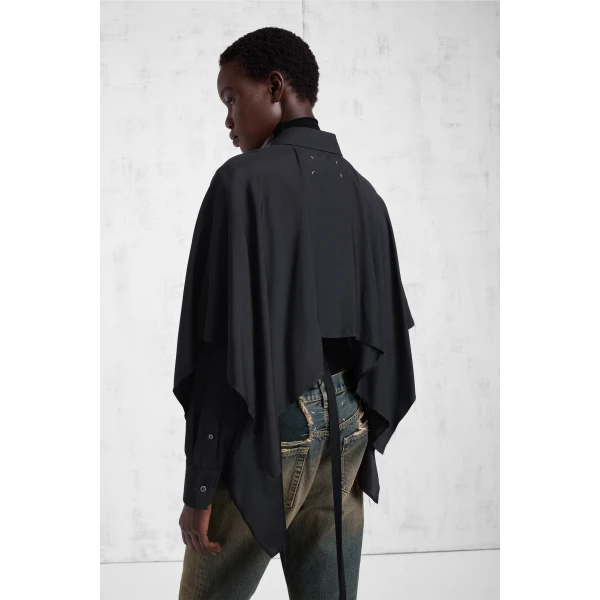 Maison Margiela Cape-Sleeve Shirt in Black | Shirts | Luxury Shoes 