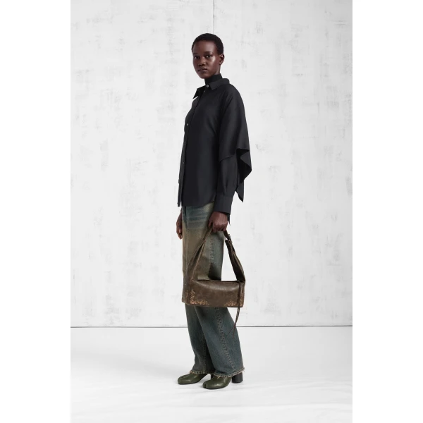 Maison Margiela Cape-Sleeve Shirt in Black | Shirts | Luxury Shoes 