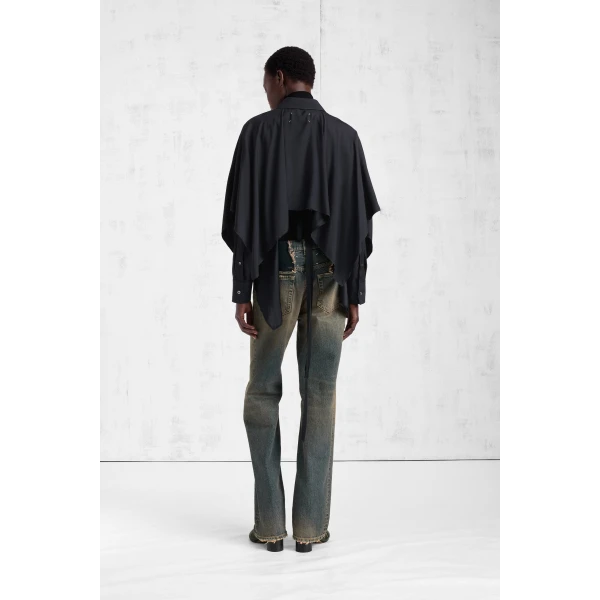 Maison Margiela Cape-Sleeve Shirt in Black | Shirts | Luxury Shoes 