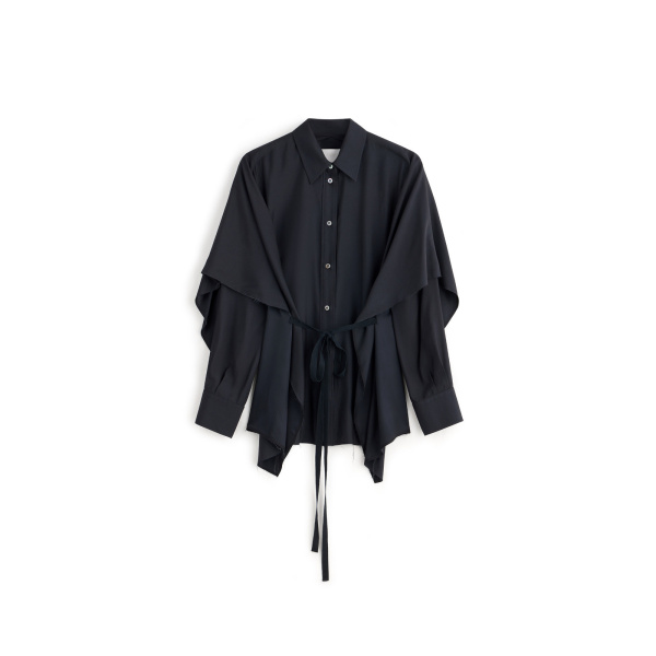 Maison Margiela Cape-Sleeve Shirt in Black | Luxury Shoes 