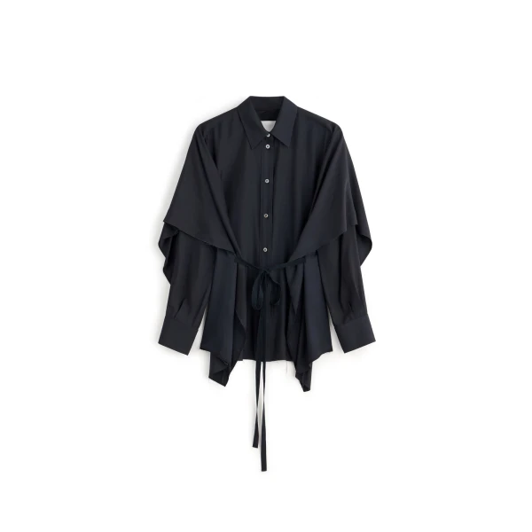 Maison Margiela Cape-Sleeve Shirt in Black | Luxury Shoes 