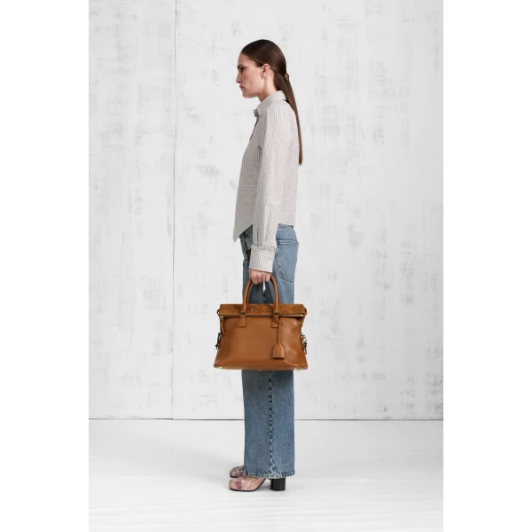 Maison Margiela Check Cotton Swallowtail Shirt in Light Grey | Shirts | Luxury Shoes 