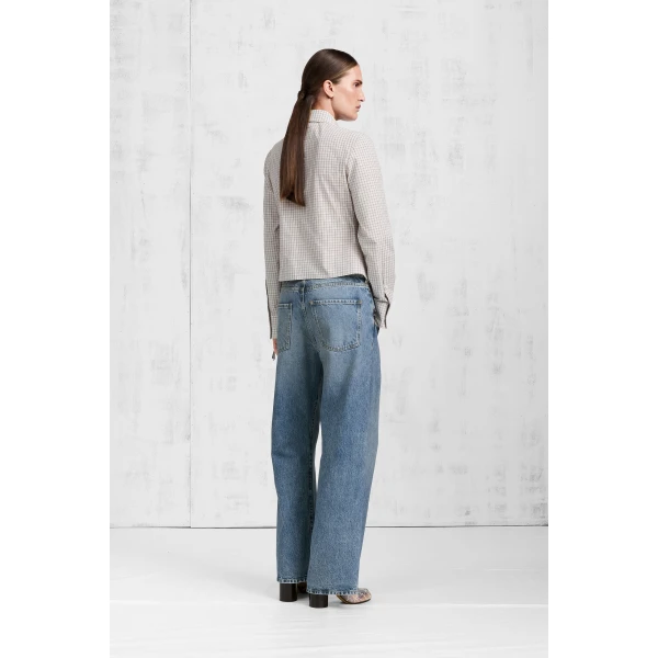 Maison Margiela Check Cotton Swallowtail Shirt in Light Grey | Shirts | Luxury Shoes 
