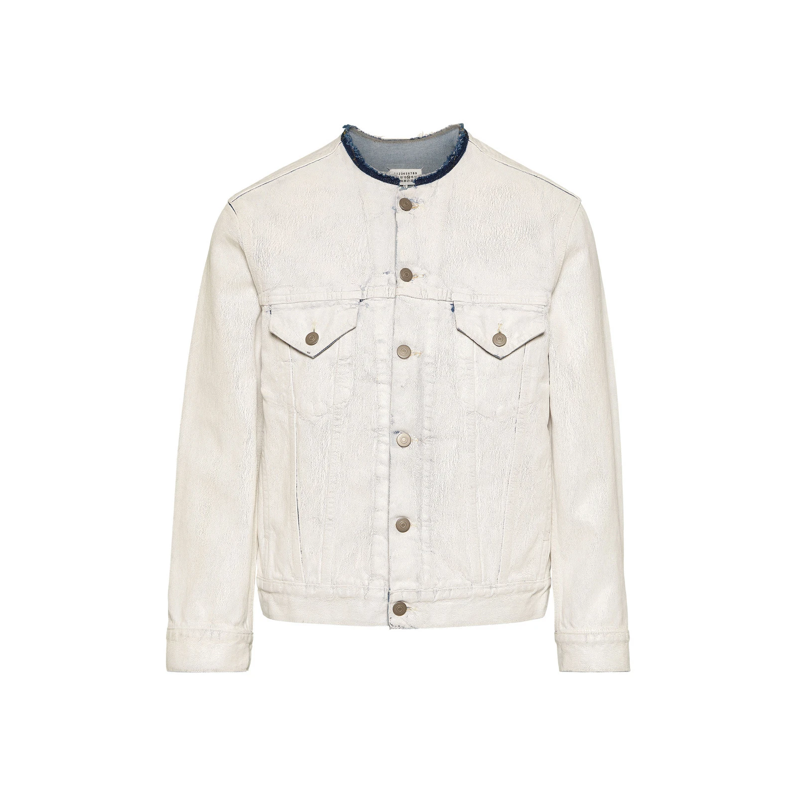 Maison Margiela Collarless Denim Jacket in White Maison Margiela Collarless Denim Jacket in White | Luxury Shoes