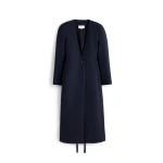 Maison Margiela Collarless Virgin Wool Coat in Navy Blue | Luxury Shoes 