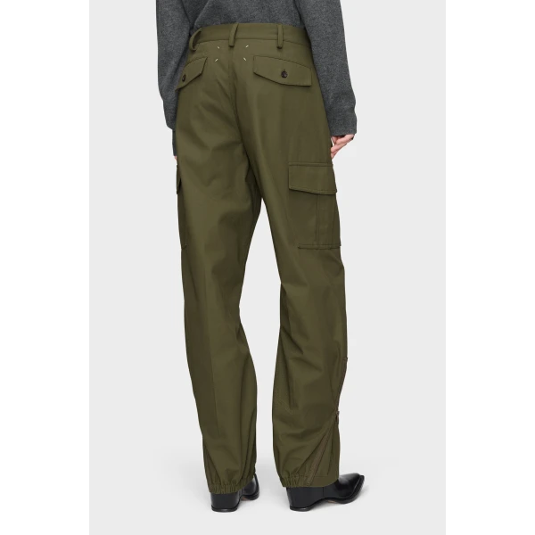 Maison Margiela Cotton Cargo Trousers in Olive | Wide leg pants | Luxury Shoes 