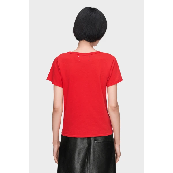 Maison Margiela Cotton Jersey T-Shirt in Red | T-shirts | Luxury Shoes 