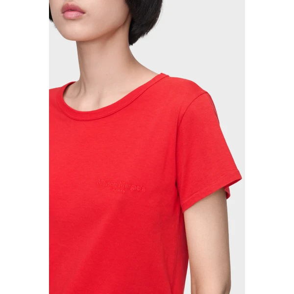 Maison Margiela Cotton Jersey T-Shirt in Red | T-shirts | Luxury Shoes 