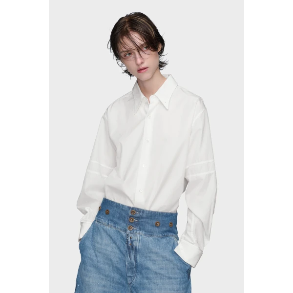 Maison Margiela Cotton Poplin Shirt in White | Shirts | Luxury Shoes 