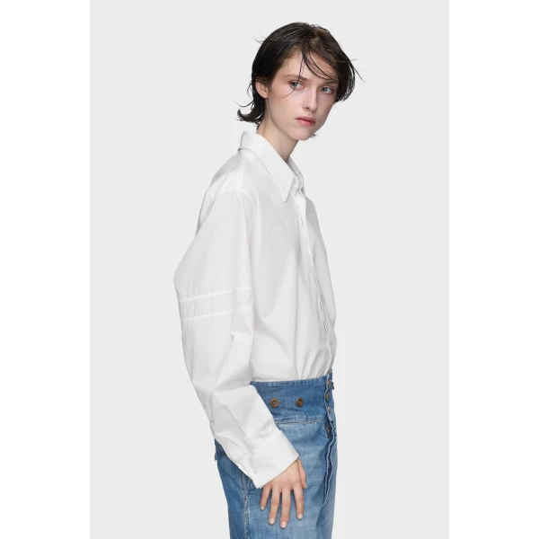 Maison Margiela Cotton Poplin Shirt in White | Shirts | Luxury Shoes 