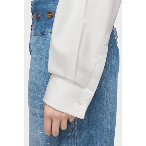 Maison Margiela Cotton Poplin Shirt in White | Shirts | Luxury Shoes 
