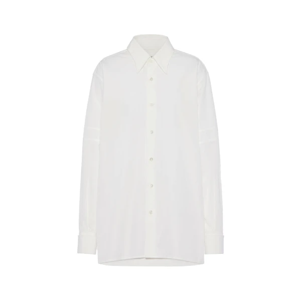 Maison Margiela Cotton Poplin Shirt in White | Luxury Shoes 