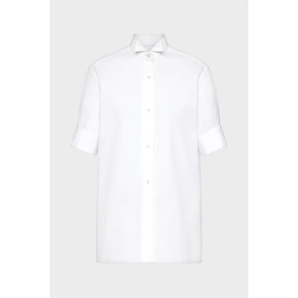 Maison Margiela Cotton Short-Sleeve Shirt in White | Shirts | Luxury Shoes 