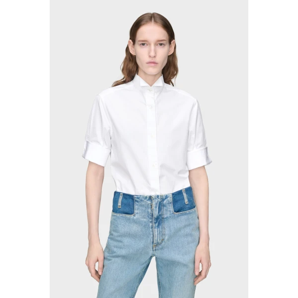 Maison Margiela Cotton Short-Sleeve Shirt in White | Shirts | Luxury Shoes 