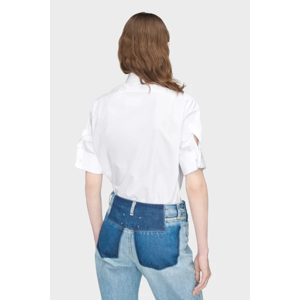 Maison Margiela Cotton Short-Sleeve Shirt in White | Shirts | Luxury Shoes 