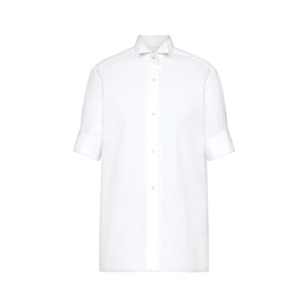 Maison Margiela Cotton Short-Sleeve Shirt in White | Luxury Shoes 