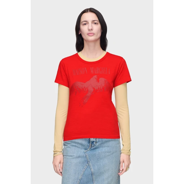 Maison Margiela Cotton T-Shirt in Red | T-shirts | Luxury Shoes 
