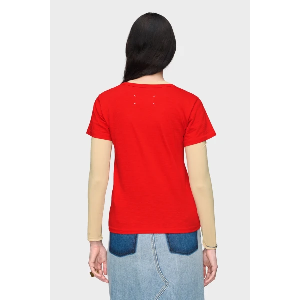 Maison Margiela Cotton T-Shirt in Red | T-shirts | Luxury Shoes 