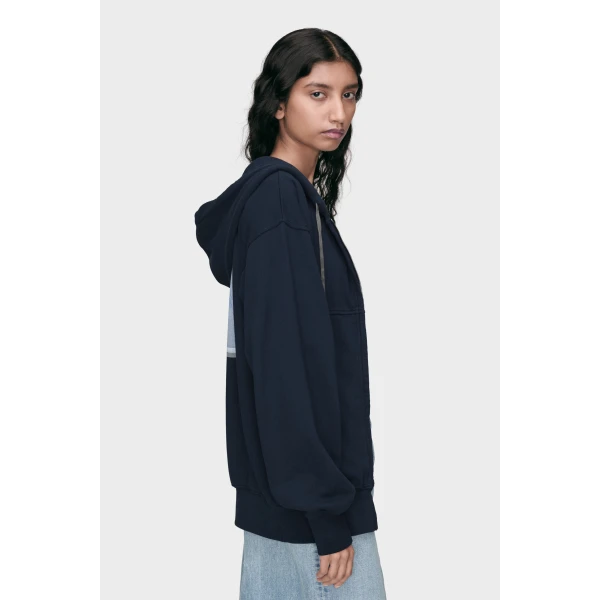 Maison Margiela Cotton Zip Hooded Sweatshirt in Blue | Hoodies | Luxury Shoes 
