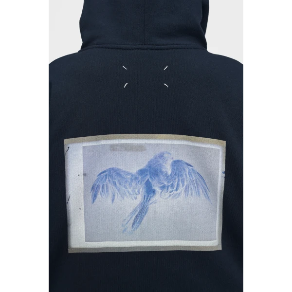 Maison Margiela Cotton Zip Hooded Sweatshirt in Blue | Hoodies | Luxury Shoes 