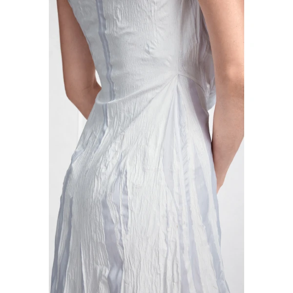 Maison Margiela Cowl-Neck Crinkled Maxi Dress in White | Maxi Dresses | Luxury Shoes 