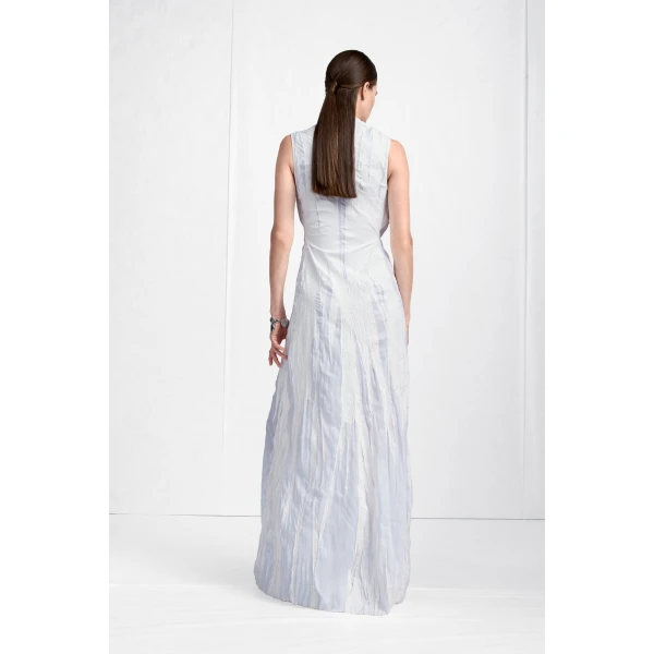 Maison Margiela Cowl-Neck Crinkled Maxi Dress in White | Maxi Dresses | Luxury Shoes 