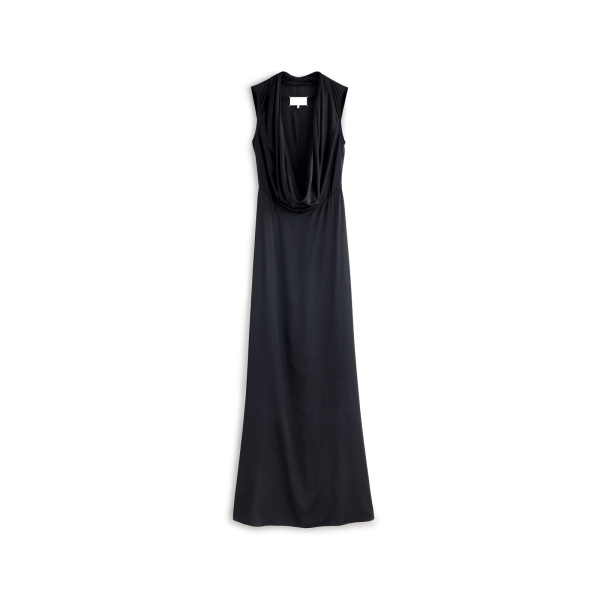 Maison Margiela Cowl-Neck Satin Maxi Dress in Black | Luxury Shoes 