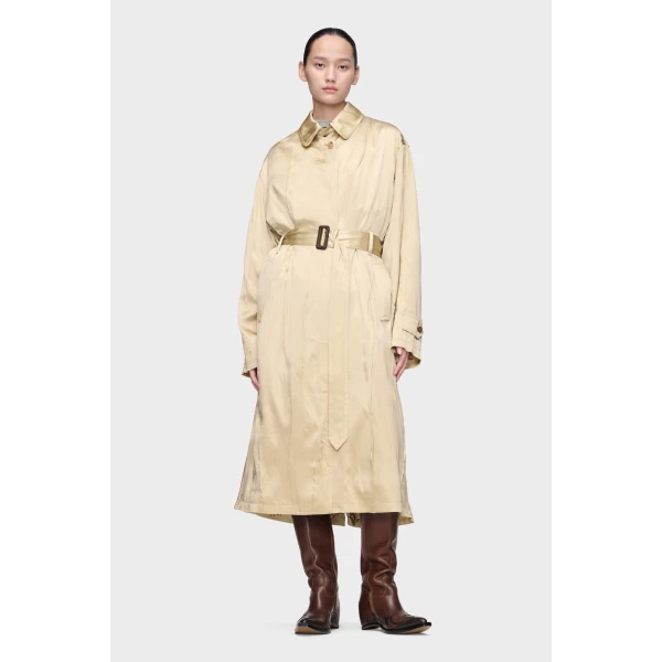 Maison Margiela Creased Silk Trench Coat in Pink Beige | Trench Coat | Luxury Shoes 