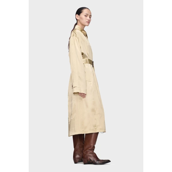 Maison Margiela Creased Silk Trench Coat in Pink Beige | Trench Coat | Luxury Shoes 