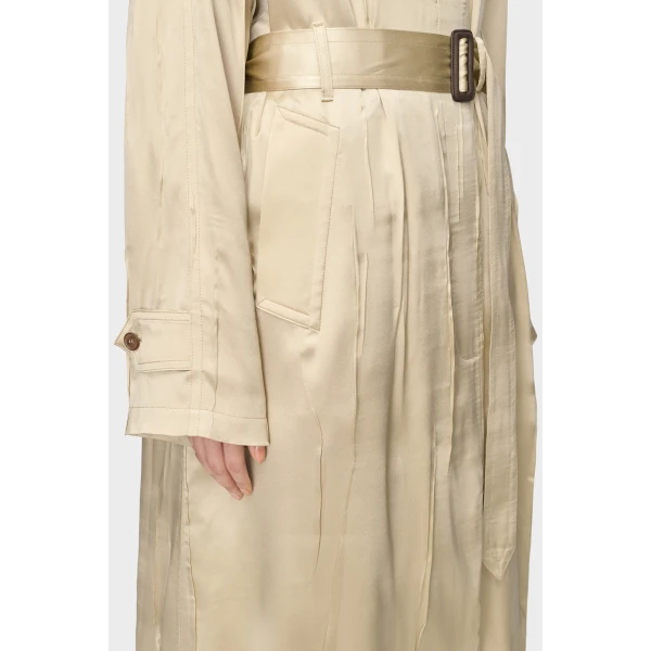 Maison Margiela Creased Silk Trench Coat in Pink Beige | Trench Coat | Luxury Shoes 