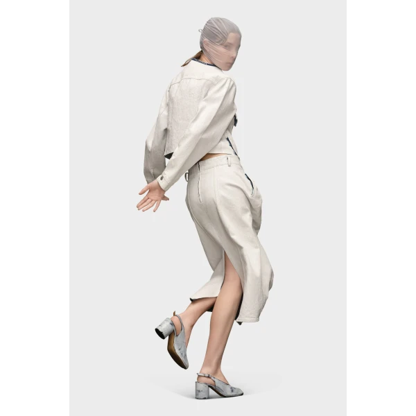 Maison Margiela Cropped Collarless Denim Jacket in White | Denim | Luxury Shoes 