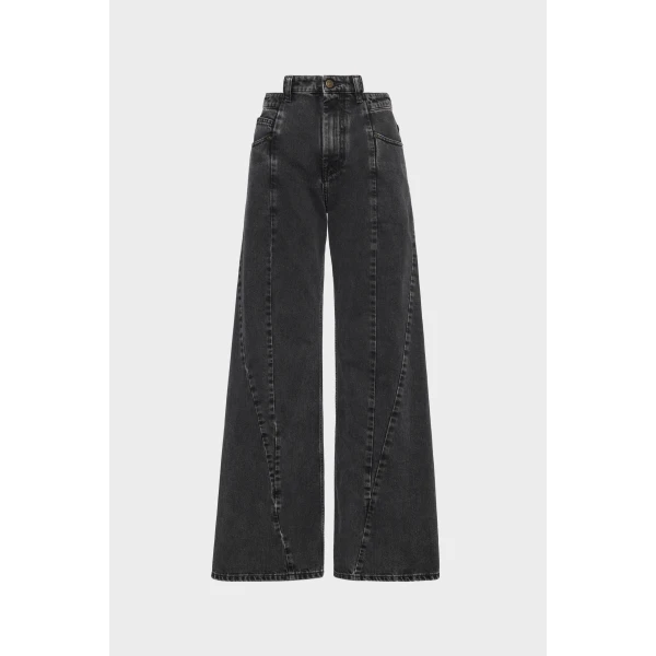 Maison Margiela Curved Seam Cut-Out Jeans in Black | Denim | Luxury Shoes 