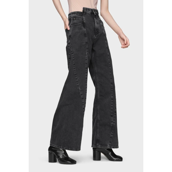 Maison Margiela Curved Seam Cut-Out Jeans in Black | Denim | Luxury Shoes 
