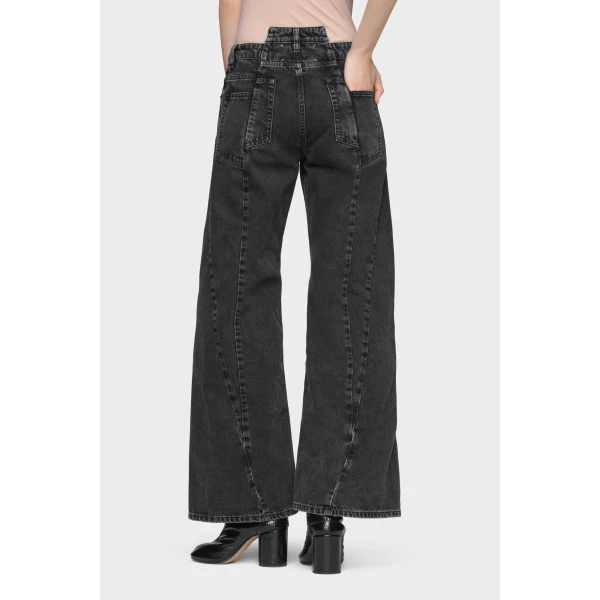 Maison Margiela Curved Seam Cut-Out Jeans in Black | Denim | Luxury Shoes 