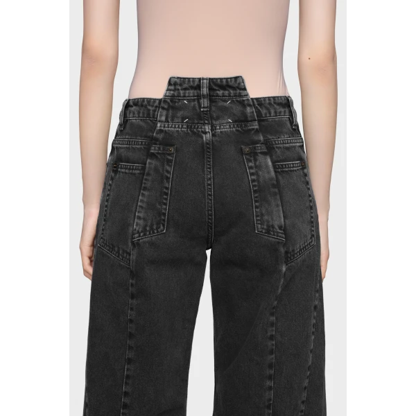 Maison Margiela Curved Seam Cut-Out Jeans in Black | Denim | Luxury Shoes 