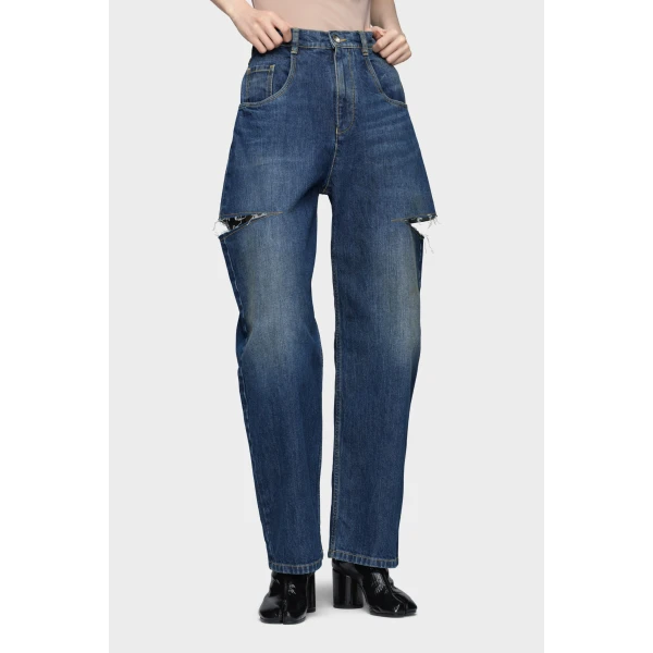 Maison Margiela Cut-Out Jeans in Washed Indigo | Denim | Luxury Shoes 