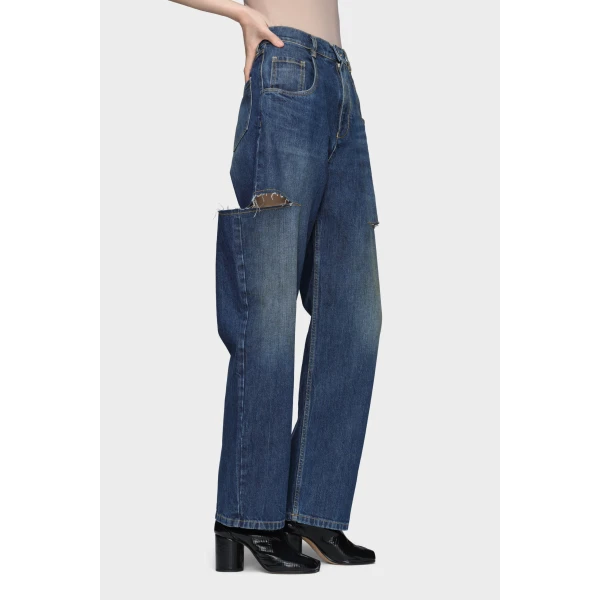 Maison Margiela Cut-Out Jeans in Washed Indigo | Denim | Luxury Shoes 