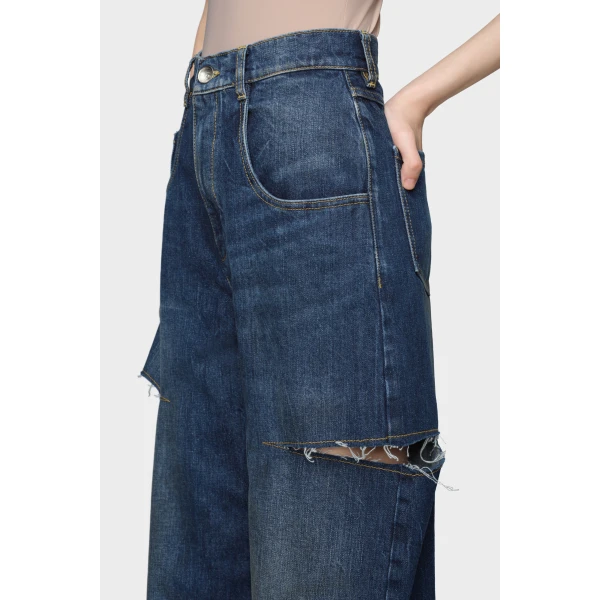 Maison Margiela Cut-Out Jeans in Washed Indigo | Denim | Luxury Shoes 