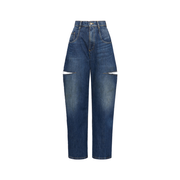 Maison Margiela Cut-Out Jeans in Washed Indigo | Luxury Shoes 