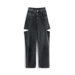Maison Margiela Cut-Out Wide-Leg Jeans in Black | Luxury Shoes 