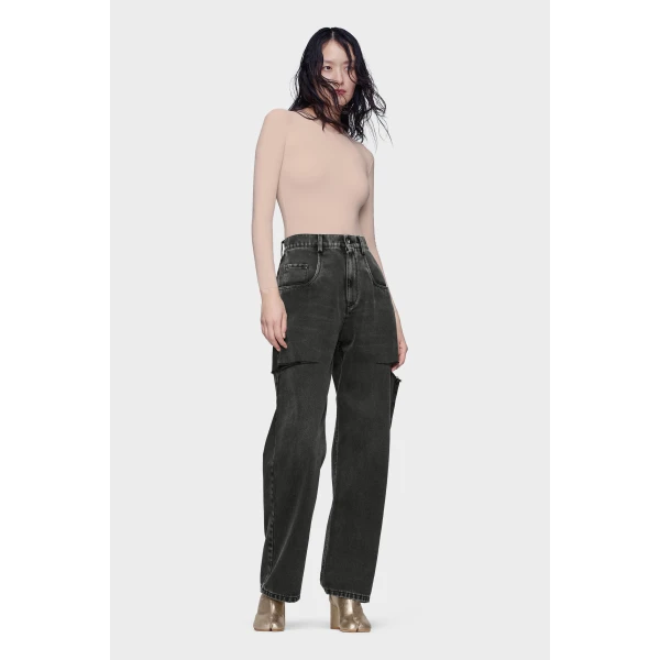 Maison Margiela Cut-Out Wide-Leg Jeans in Black | Denim | Luxury Shoes 