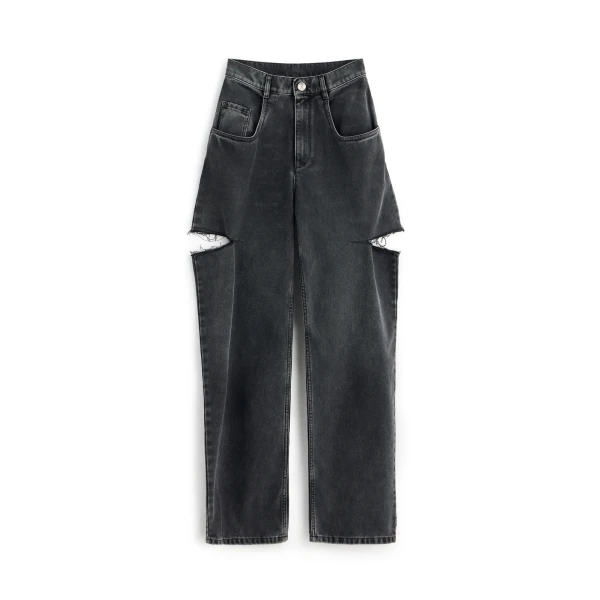 Maison Margiela Cut-Out Wide-Leg Jeans in Black | Luxury Shoes 