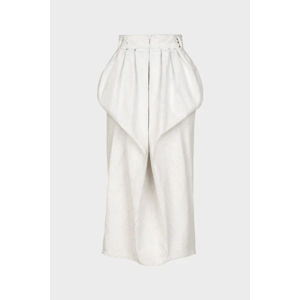 Maison Margiela Denim Gathered Skirt in White | Denim Skirts | Luxury Shoes 