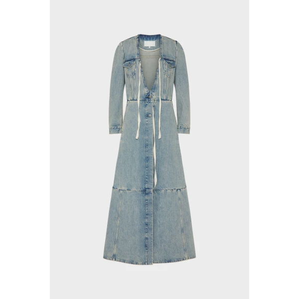 Maison Margiela Denim Maxi Coat in Light Blue | Coats | Luxury Shoes 