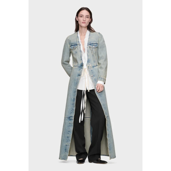 Maison Margiela Denim Maxi Coat in Light Blue | Coats | Luxury Shoes 