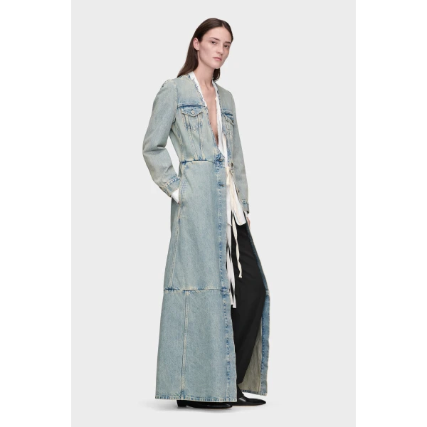 Maison Margiela Denim Maxi Coat in Light Blue | Coats | Luxury Shoes 